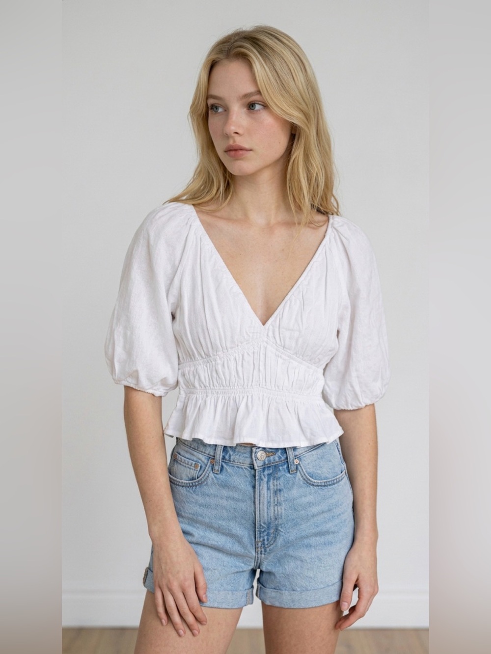 Abercrombie and fitch linen-blend baby doll top